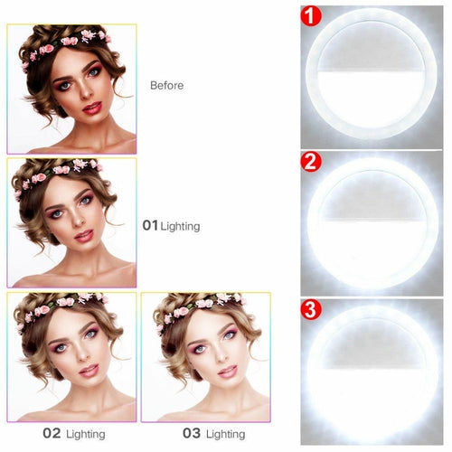 📸 SabbaVie™ Portable Selfie Ring Light Clip – 3-Mode LED Phone Ring