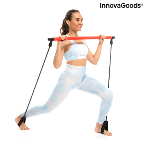 Portable Fitness Bar with Resistance Bands & Full-Body Workout Guide (Sold by SabbaVie™)