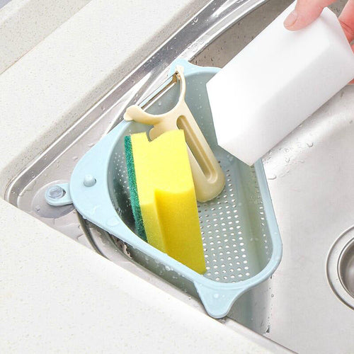 Multi-Function Triangle Sink Storage Rack – Kitchen Drain Basket & Sponge Holder (Sold by SabbaVie™)