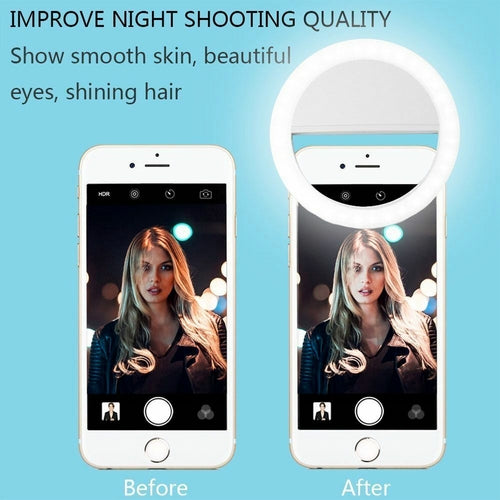 📸 SabbaVie™ Portable Selfie Ring Light Clip – 3-Mode LED Phone Ring