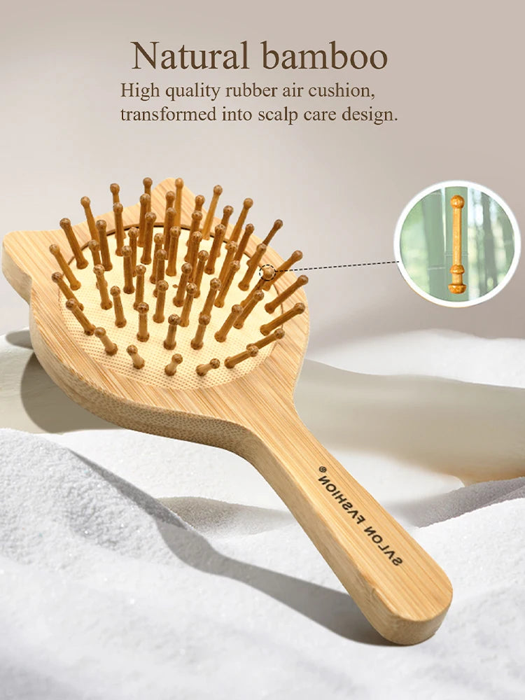 🪵 SabbaVie™ Natural Bamboo Hair Comb Collection — Anti-Static Massage & Detangling Brush Set