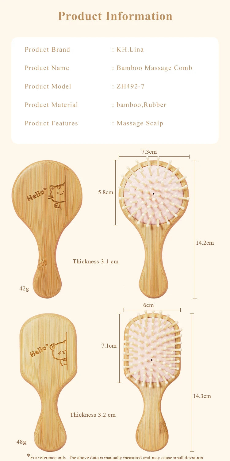🪵 SabbaVie™ Natural Bamboo Hair Comb Collection — Anti-Static Massage & Detangling Brush Set