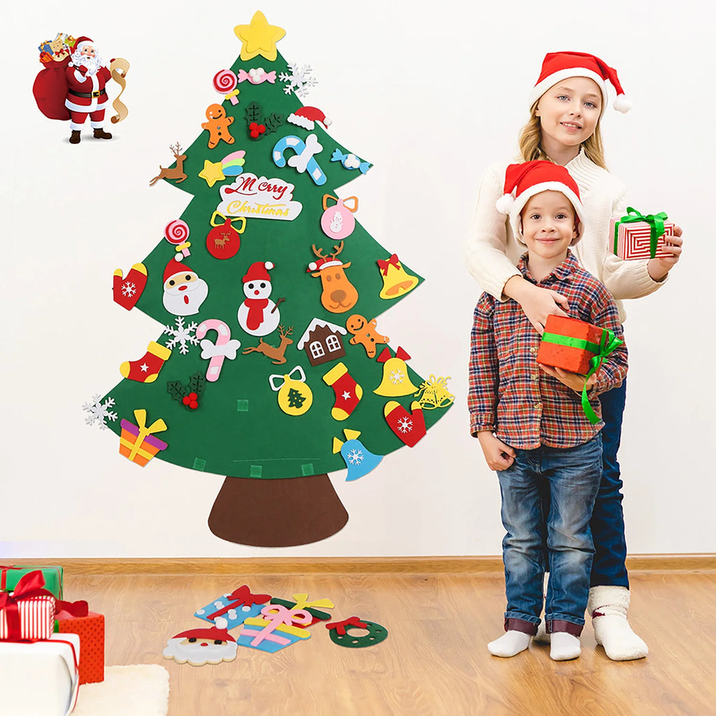 SabbaVie™ Thanksgiving & Christmas Felt Tree – DIY Wall Hanging with Cute Ornaments for Kids & Home Décor