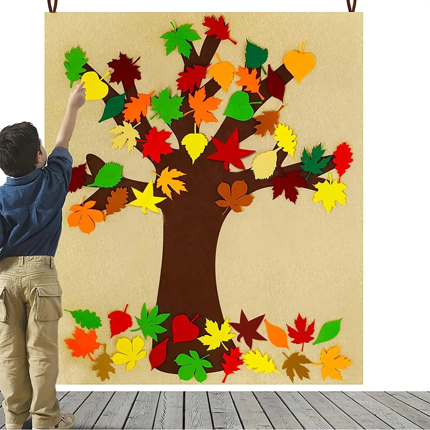 SabbaVie™ Thanksgiving & Christmas Felt Tree – DIY Wall Hanging with Cute Ornaments for Kids & Home Décor
