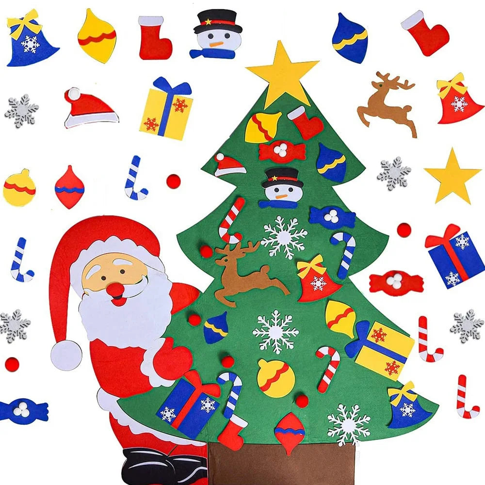 SabbaVie™ Thanksgiving & Christmas Felt Tree – DIY Wall Hanging with Cute Ornaments for Kids & Home Décor