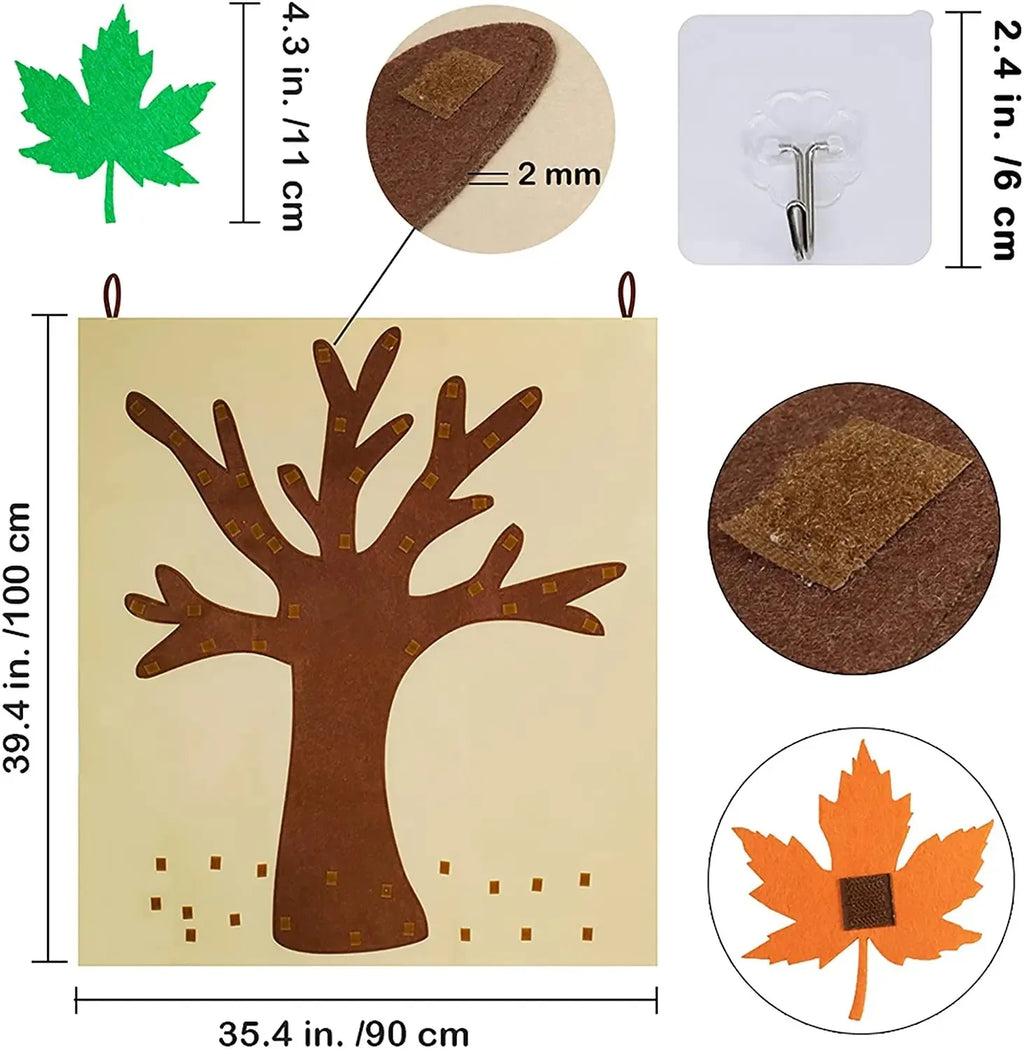 SabbaVie™ Thanksgiving & Christmas Felt Tree – DIY Wall Hanging with Cute Ornaments for Kids & Home Décor