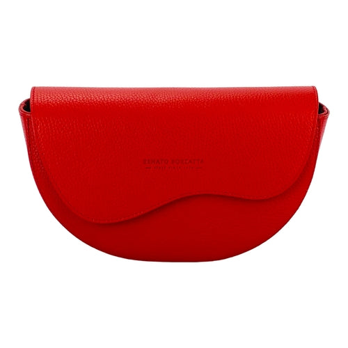 SabbaVie™ RB1027V | Italian Genuine Leather Red Curved Crossbody Belt Bag