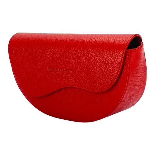 SabbaVie™ RB1027V | Italian Genuine Leather Red Curved Crossbody Belt Bag