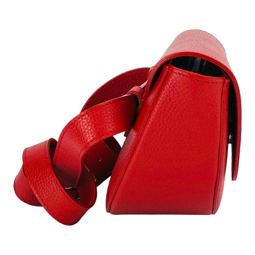 SabbaVie™ RB1027V | Italian Genuine Leather Red Curved Crossbody Belt Bag
