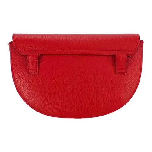 SabbaVie™ RB1027V | Italian Genuine Leather Red Curved Crossbody Belt Bag