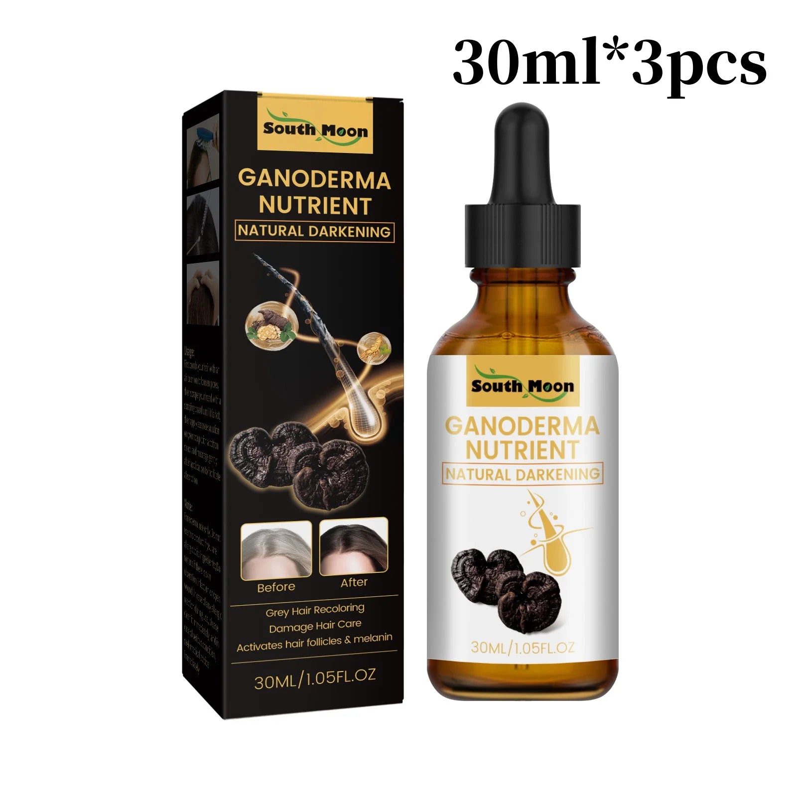 🍄 SabbaVie™ Black Ganoderma Hair Essence — Herbal Scalp Treatment for Hair Growth & Root Strength