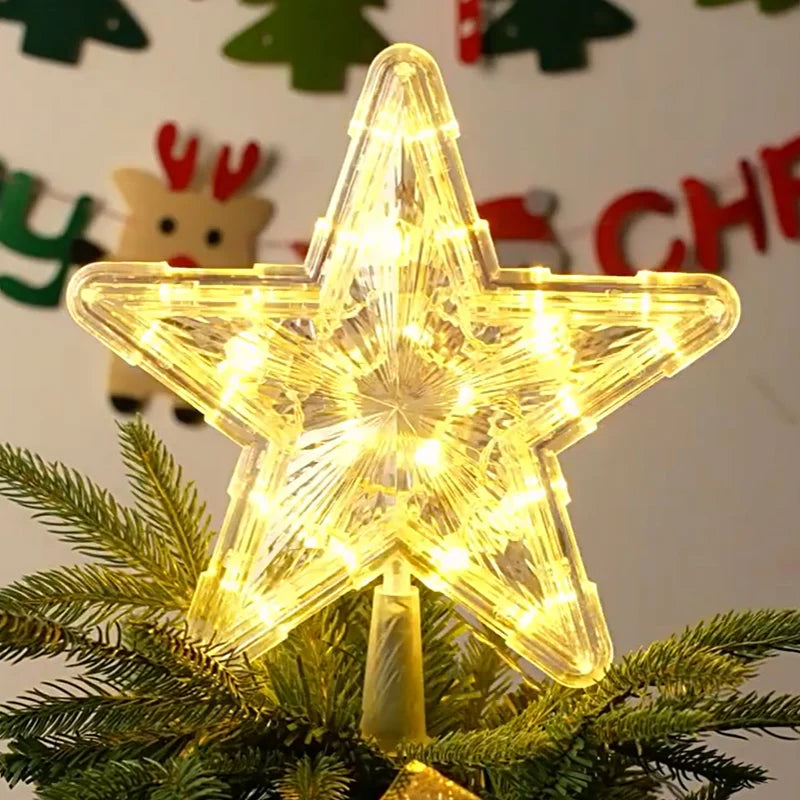 SabbaVie™ LED Glitter Star Tree Topper – Christmas Light Decoration