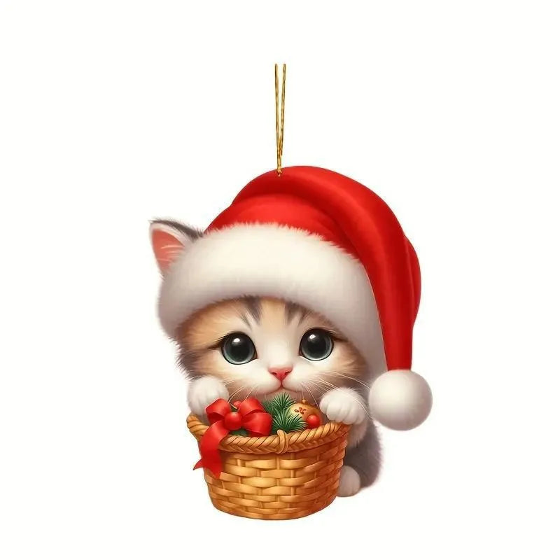 SabbaVie™ Christmas Cat Pendant Ornaments – Funny 2D Acrylic Hanging Décor