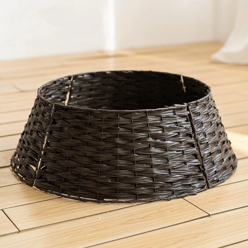 SabbaVie™ Retro Christmas Tree Skirt Basket – Woven Round Xmas Tree Collar for Home & Party Decor