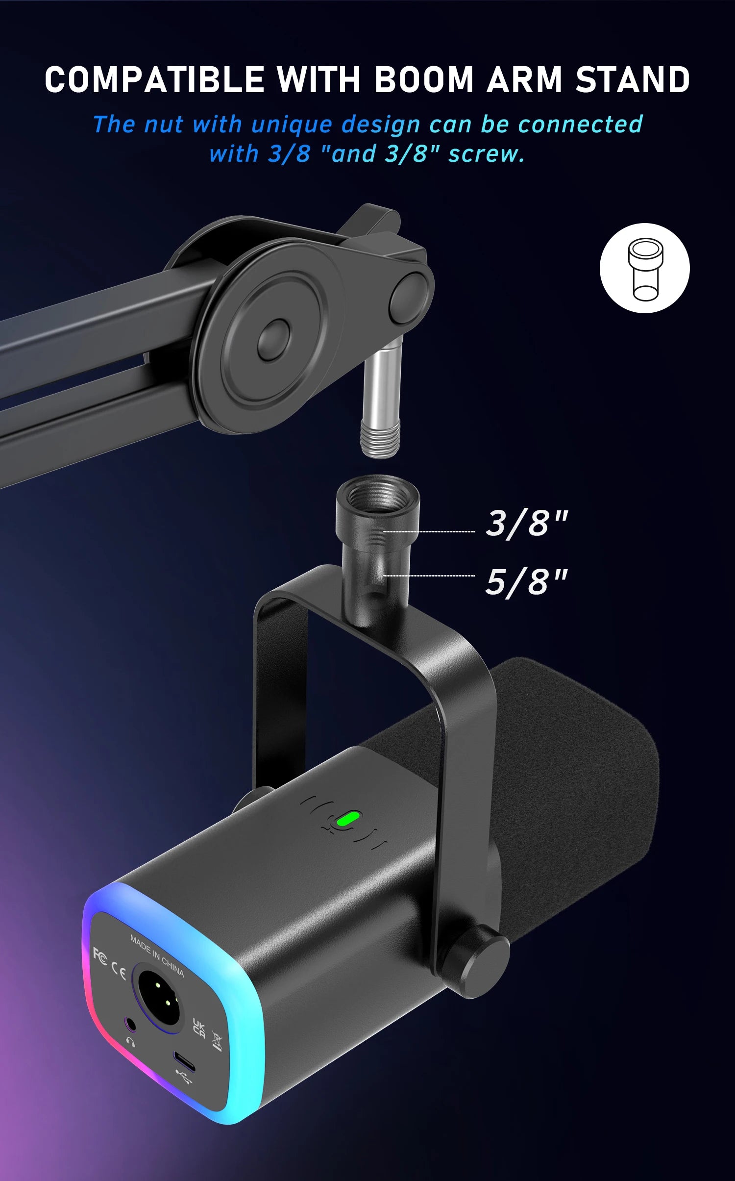 FIFINE™ Portable RGB Gaming Microphone with Noise Reduction & USB Plug-and-Play Dock (Sold by SabbaVie™)