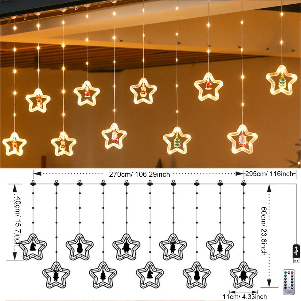 SabbaVie™ LED Christmas Curtain Lights – Stars / Tree Design