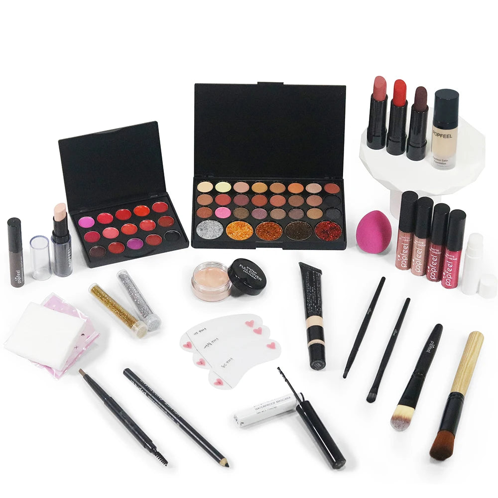 POPFEEL Ultimate Holiday Luxury Makeup Collection – Premium Eyes, Face & Lip Gift Set (Sold by SabbaVie™)