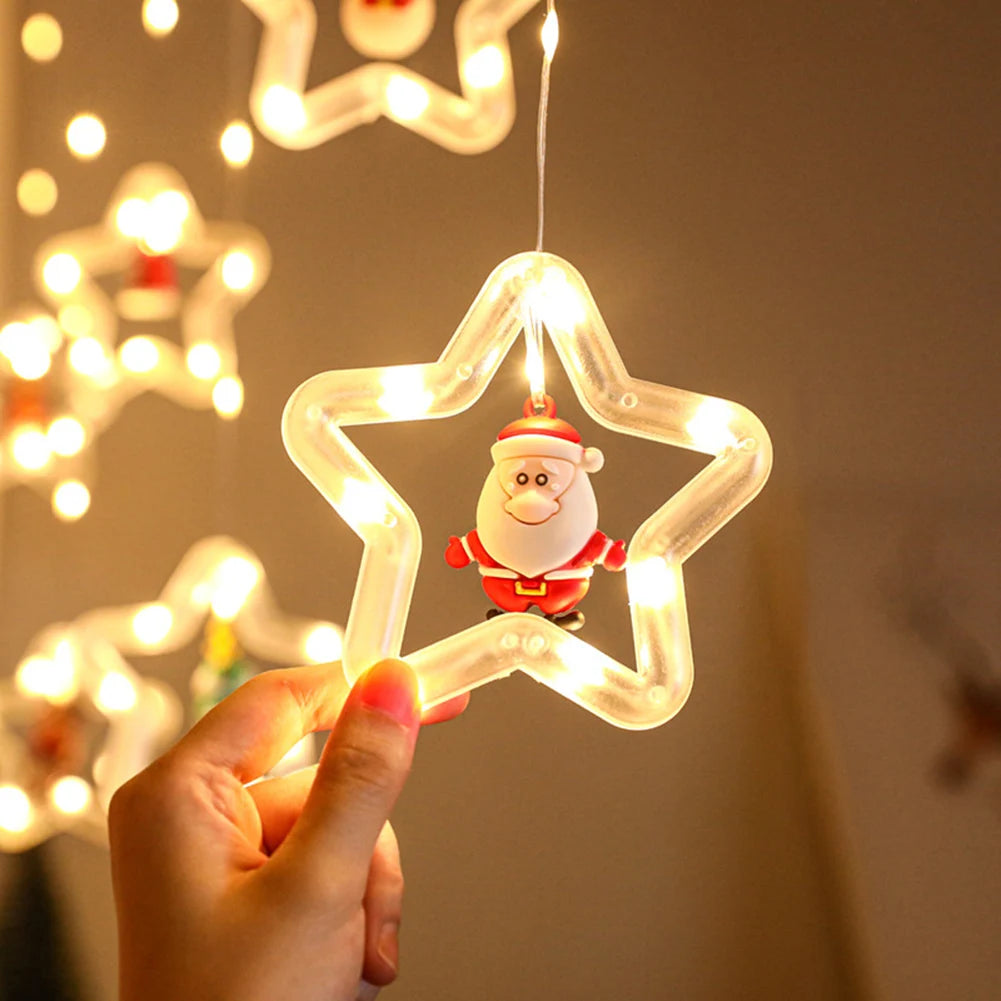 SabbaVie™ LED Christmas Curtain Lights – Stars / Tree Design