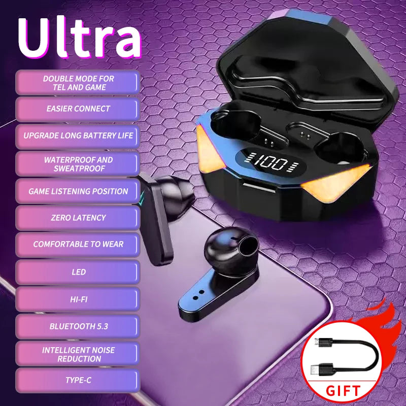 LS™ Wireless Gaming Earbuds with Bluetooth 5.3 & LED Charging Case – Noise Cancelling Gaming Headphones (Sold by SabbaVie™)