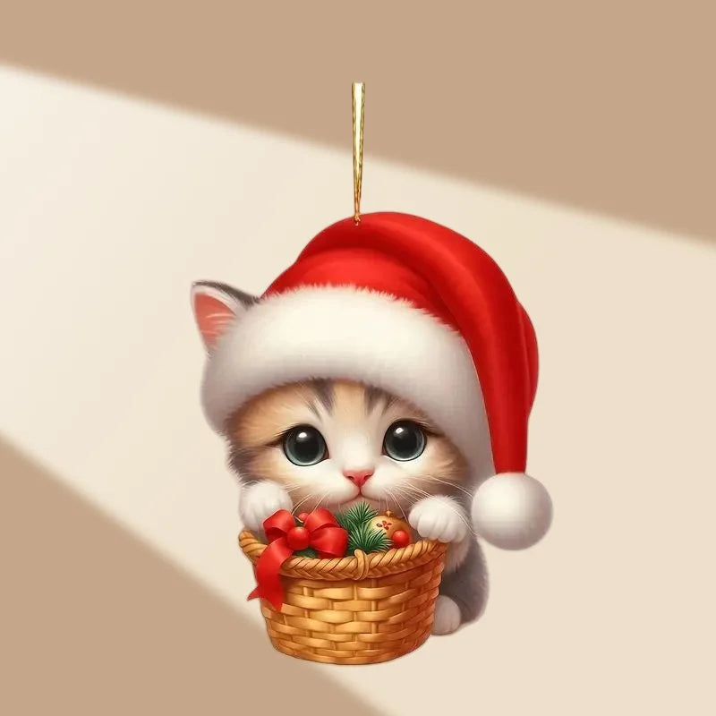 SabbaVie™ Christmas Cat Pendant Ornaments – Funny 2D Acrylic Hanging Décor