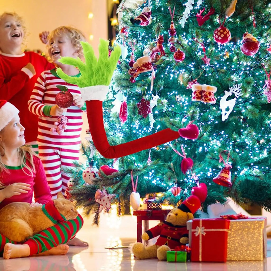 SabbaVie™ Grinch-Style Christmas Tree Arms – Funny Green Monster Elf Arm Decorations