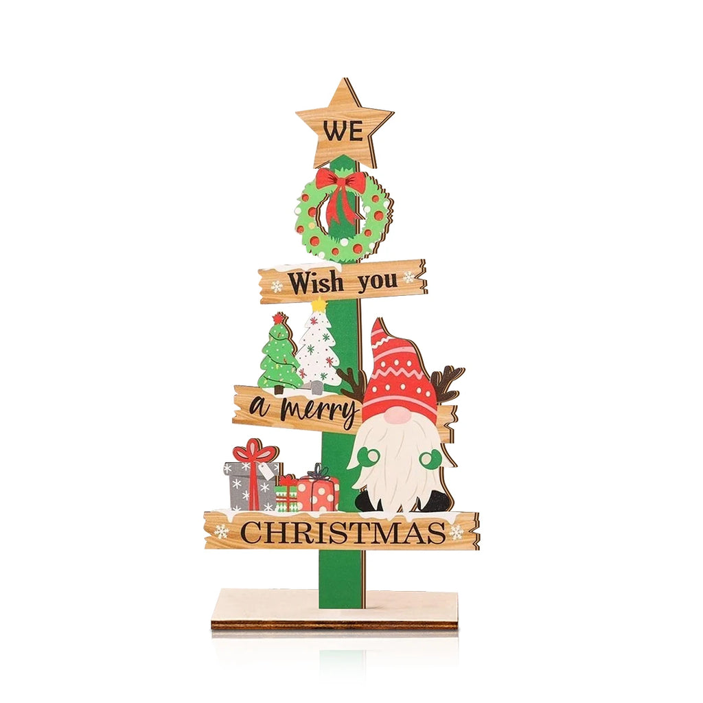 Wooden Christmas Tree Ornament – Festive LED Rustic Decoration for Holiday Homes