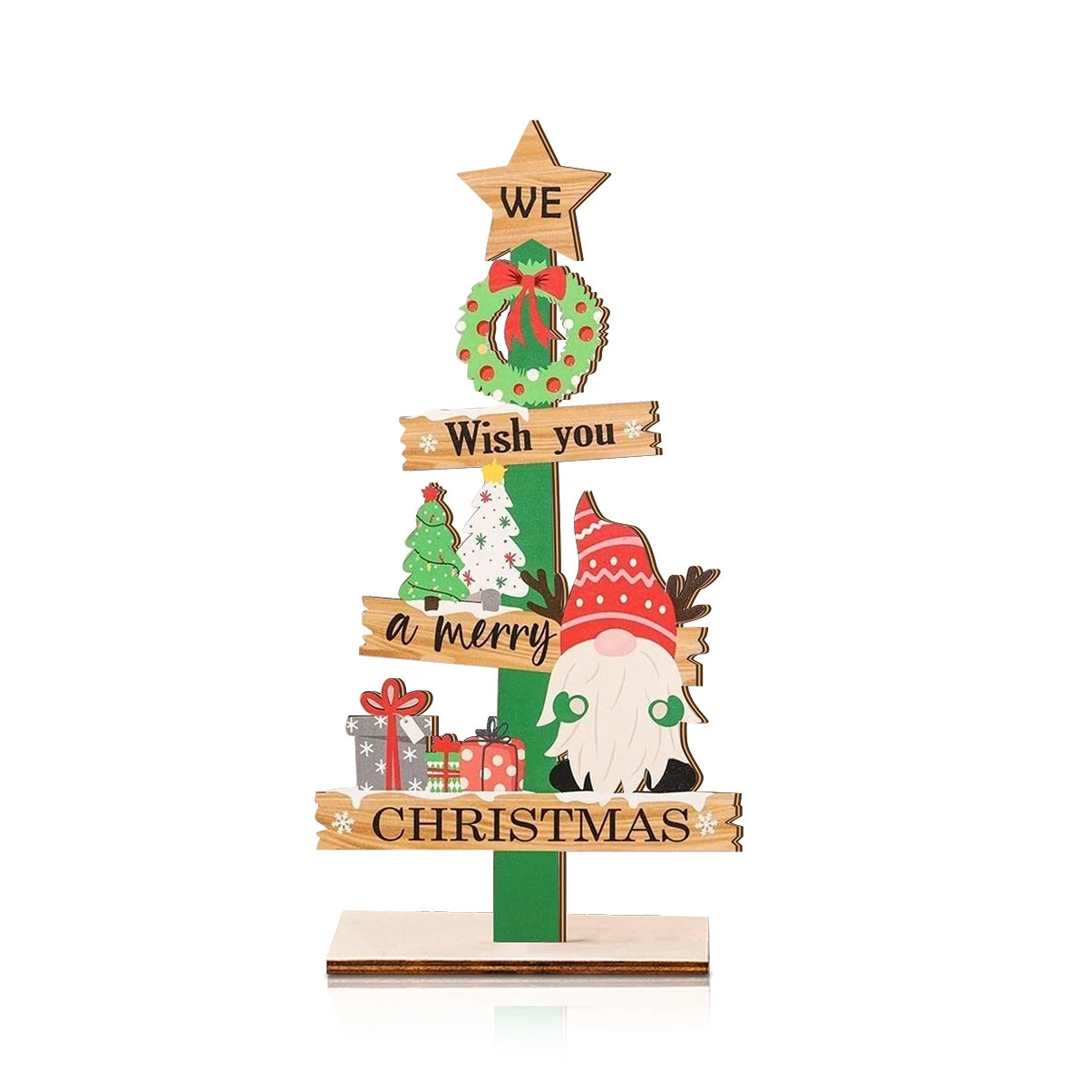 Wooden Christmas Tree Ornament – Festive LED Rustic Decoration for Holiday Homes