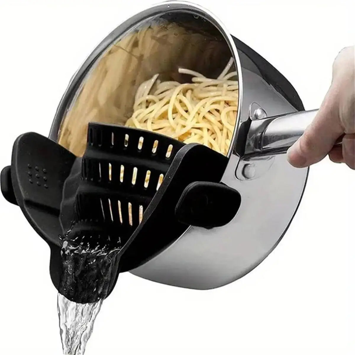 🍝 5️⃣ SabbaVie™ Pot Strainer Clip — Universal Silicone Kitchen Helper