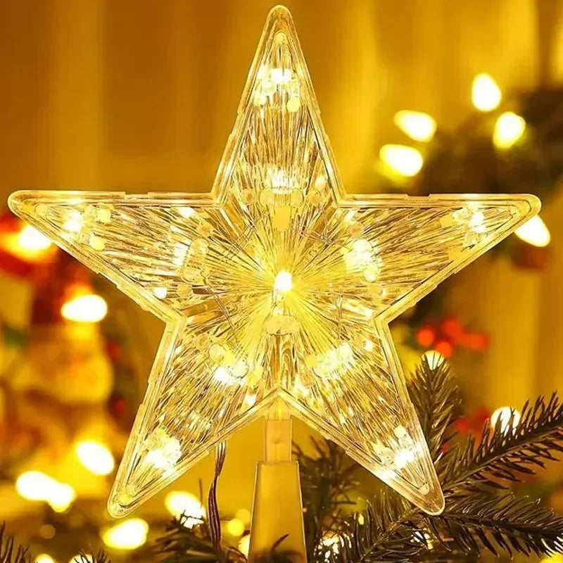 SabbaVie™ LED Glitter Star Tree Topper – Christmas Light Decoration