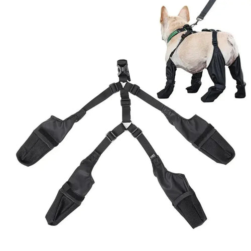 Adjustable Waterproof Dog Shoes with Harness Support – Anti-Slip Protection Boots (Sold by SabbaVie™)
