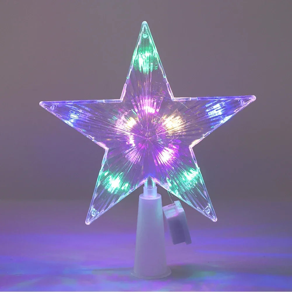 SabbaVie™ LED Glitter Star Tree Topper – Christmas Light Decoration