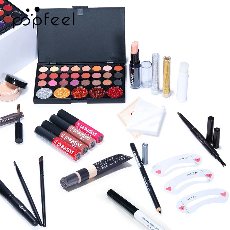 POPFEEL Ultimate Holiday Luxury Makeup Collection – Premium Eyes, Face & Lip Gift Set (Sold by SabbaVie™)
