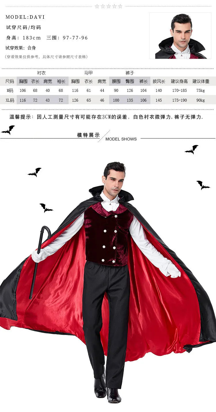 SabbaVie™ Vampire Halloween Costume – Classic Gothic Cape Set