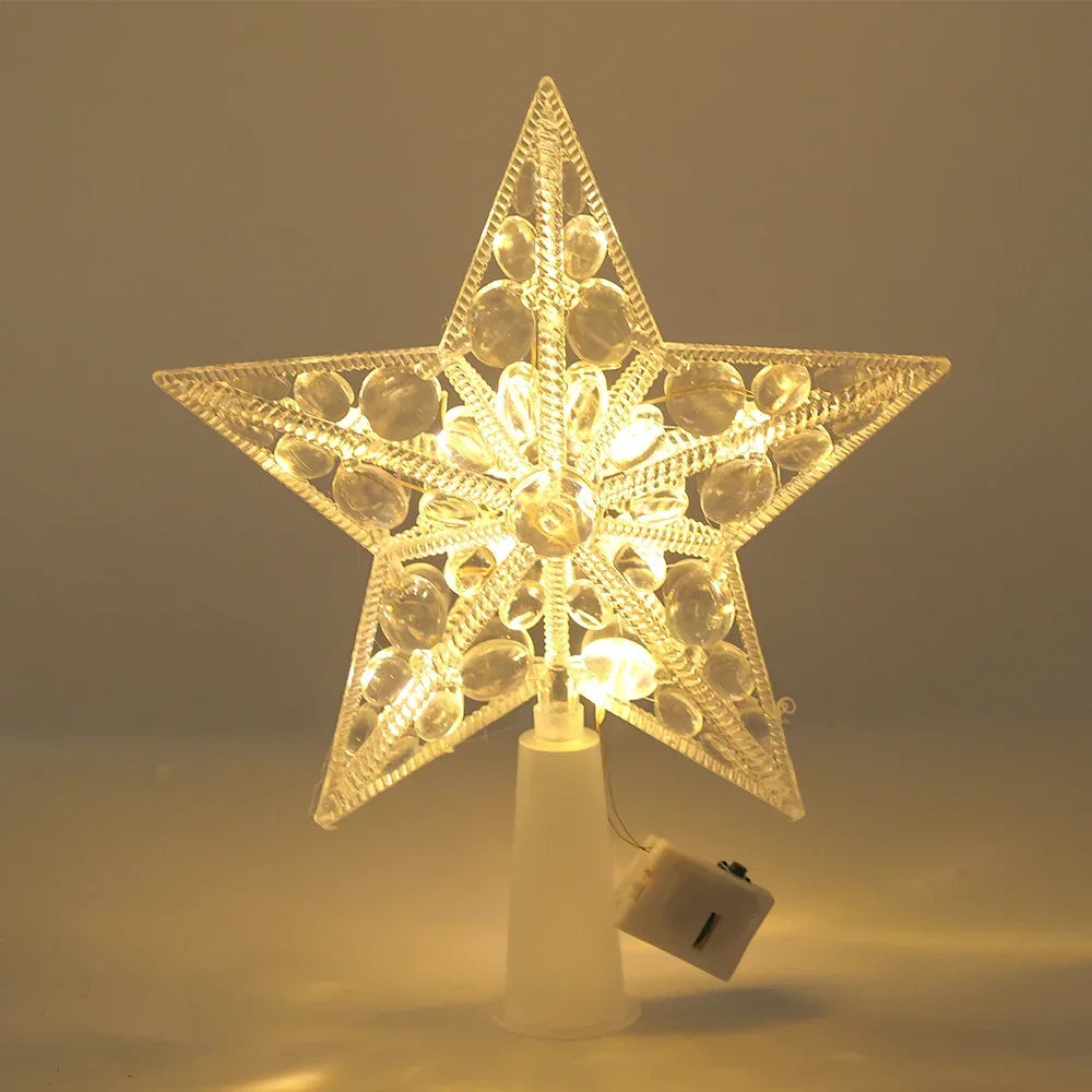 SabbaVie™ LED Glitter Star Tree Topper – Christmas Light Decoration