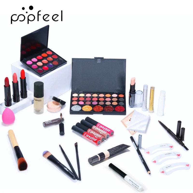 POPFEEL Ultimate Holiday Luxury Makeup Collection – Premium Eyes, Face & Lip Gift Set (Sold by SabbaVie™)