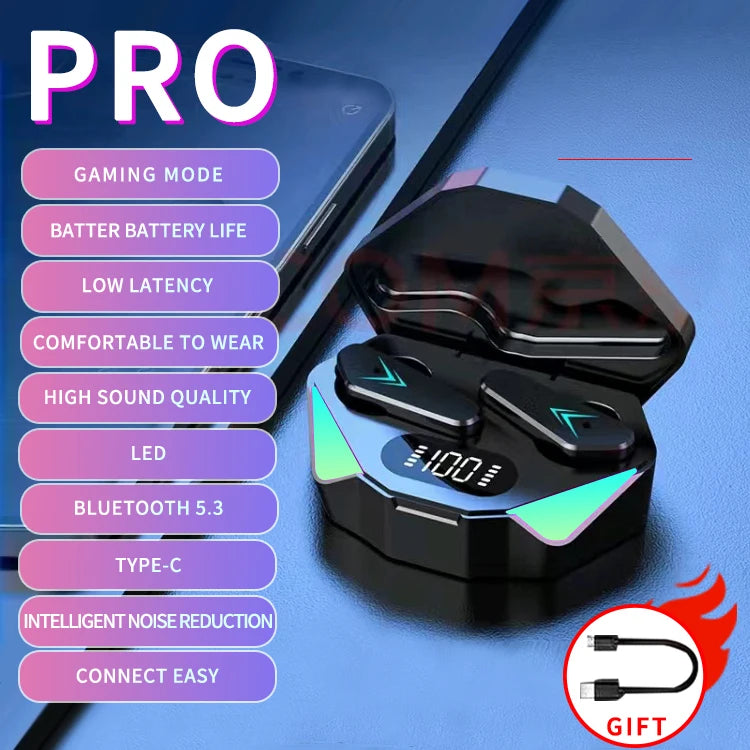 LS™ Wireless Gaming Earbuds with Bluetooth 5.3 & LED Charging Case – Noise Cancelling Gaming Headphones (Sold by SabbaVie™)