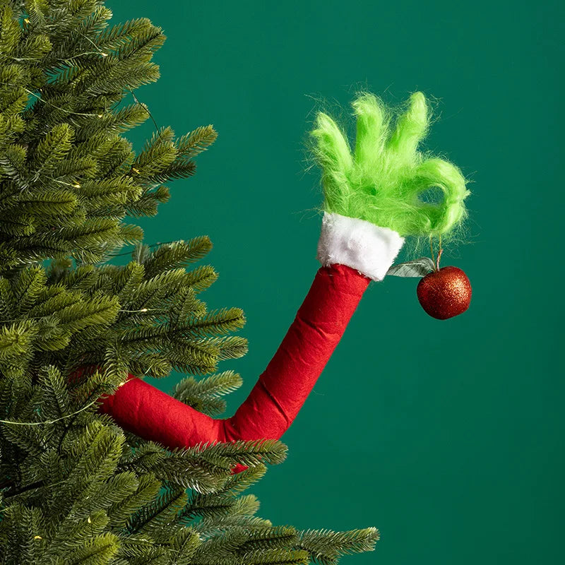 SabbaVie™ Grinch-Style Christmas Tree Arms – Funny Green Monster Elf Arm Decorations