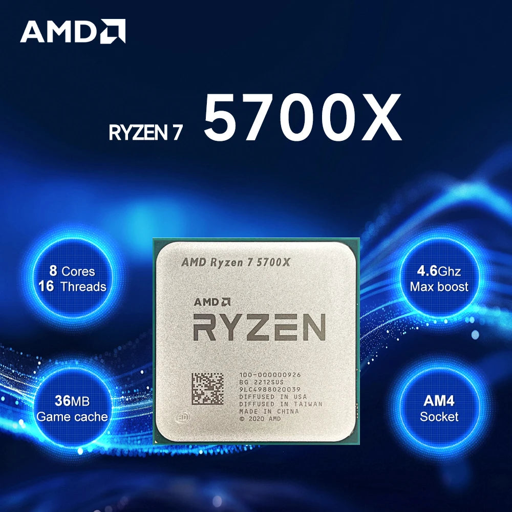 AMD Ryzen™ 7 5700X 8-Core 16-Thread 4.6GHz Processor – High-Performance CPU for Gaming & Productivity (Sold by SabbaVie™)