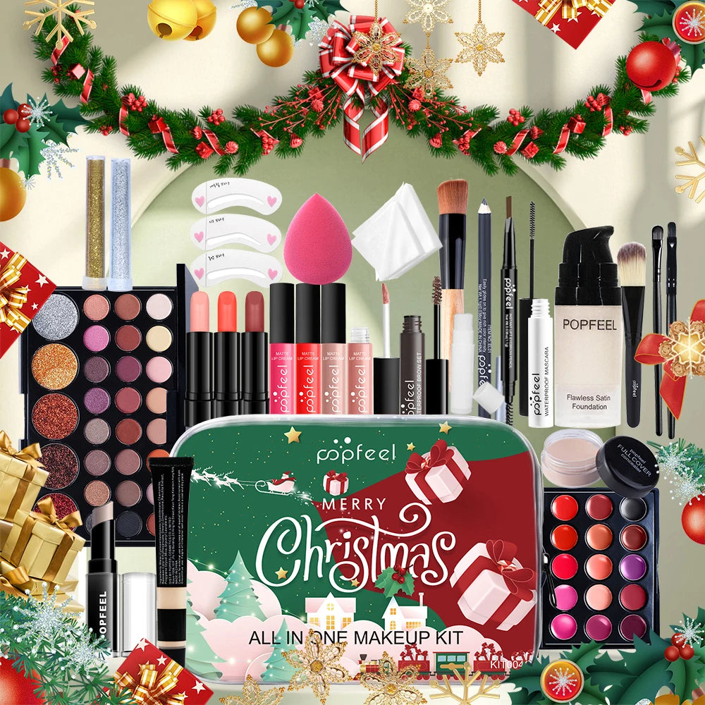 POPFEEL Ultimate Holiday Luxury Makeup Collection – Premium Eyes, Face & Lip Gift Set (Sold by SabbaVie™)