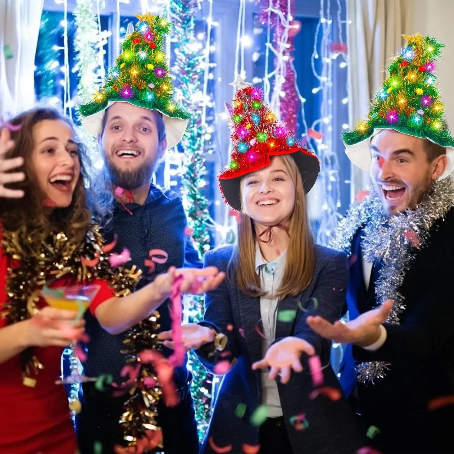 SabbaVie™ LED Christmas Tree Party Hat – Light-Up Funny Holiday Hat