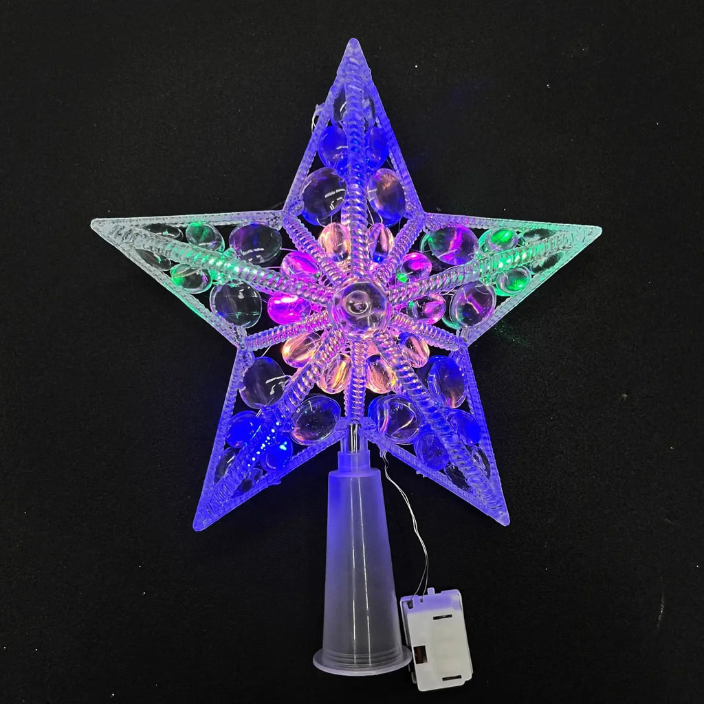 SabbaVie™ LED Glitter Star Tree Topper – Christmas Light Decoration