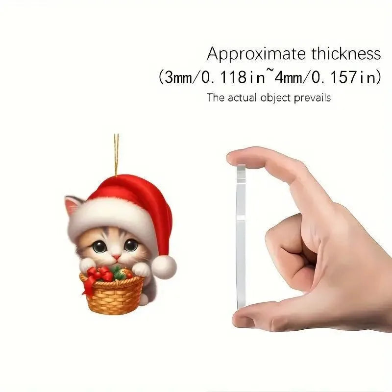 SabbaVie™ Christmas Cat Pendant Ornaments – Funny 2D Acrylic Hanging Décor