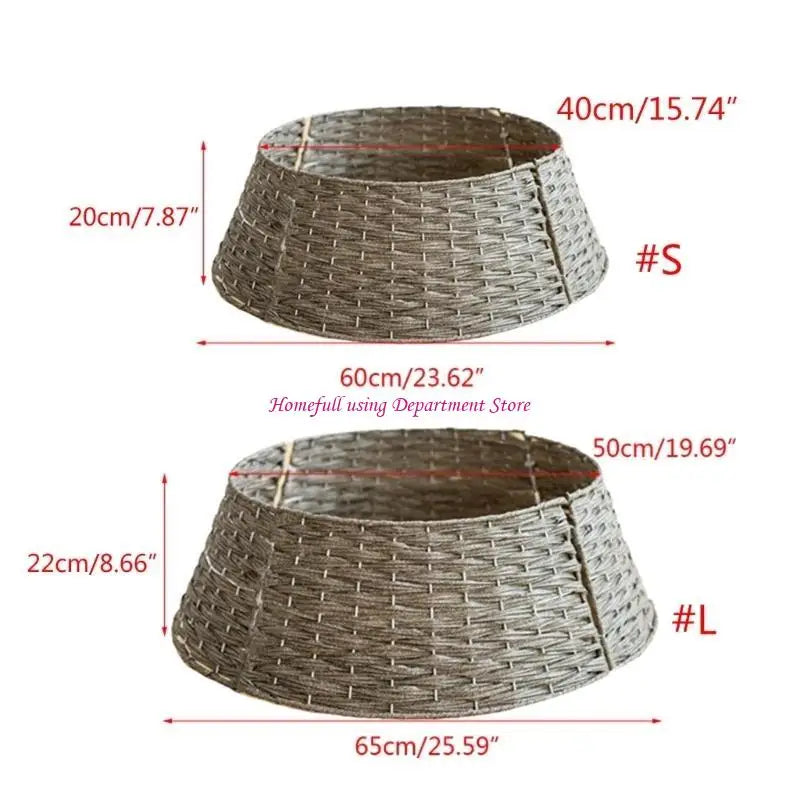 SabbaVie™ Retro Christmas Tree Skirt Basket – Woven Round Xmas Tree Collar for Home & Party Decor