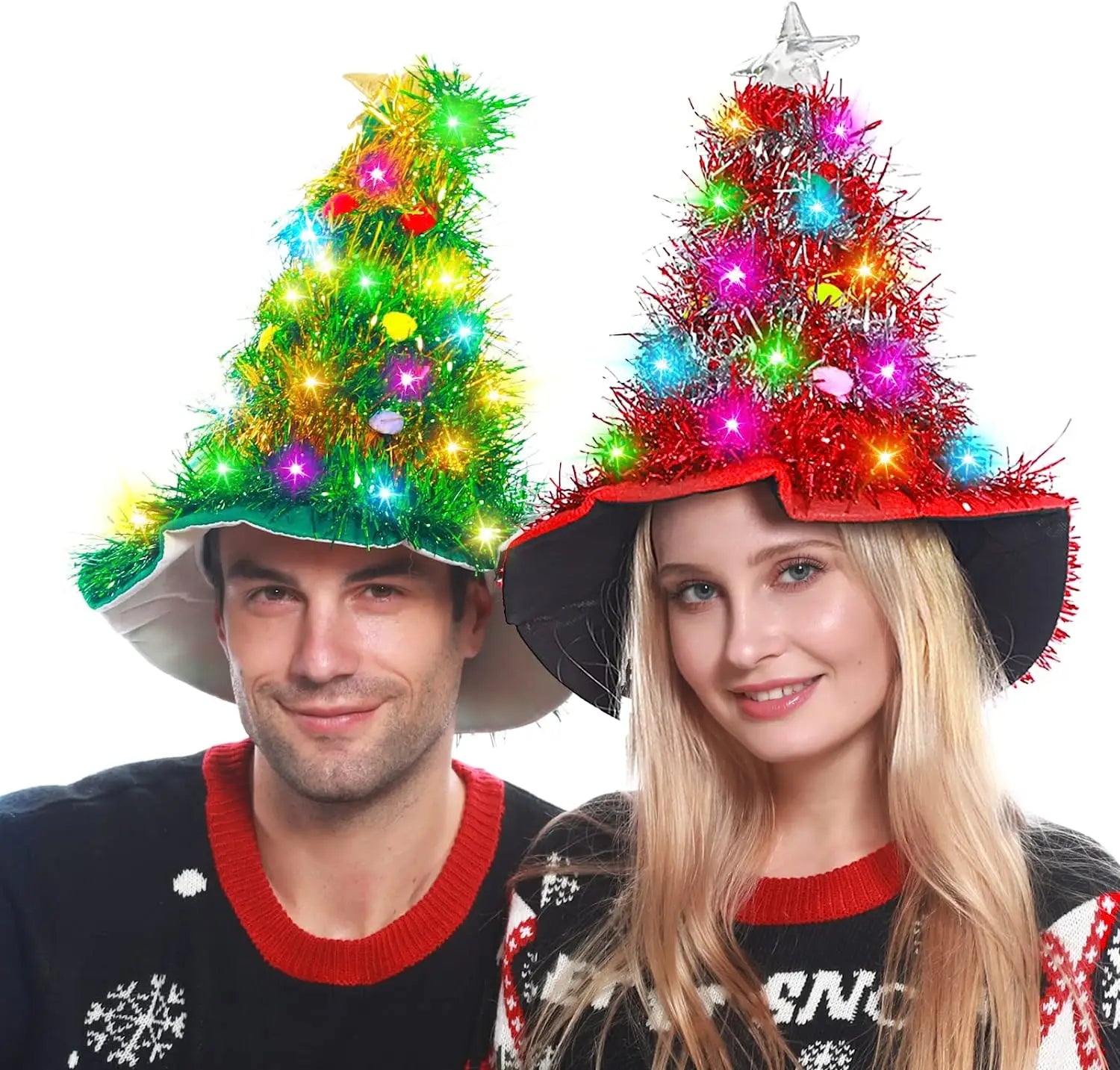 SabbaVie™ LED Christmas Tree Party Hat – Light-Up Funny Holiday Hat