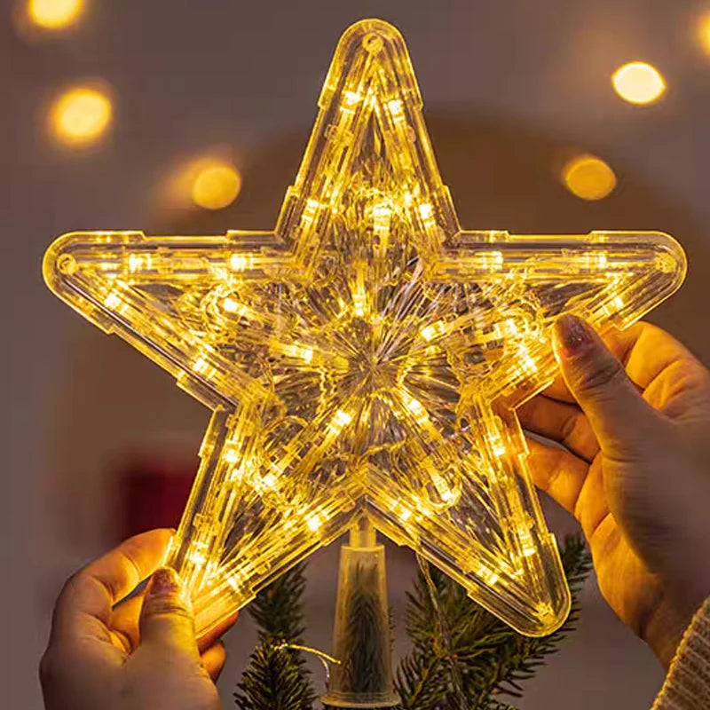 SabbaVie™ LED Glitter Star Tree Topper – Christmas Light Decoration