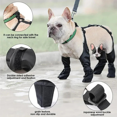 Adjustable Waterproof Dog Shoes with Harness Support – Anti-Slip Protection Boots (Sold by SabbaVie™)