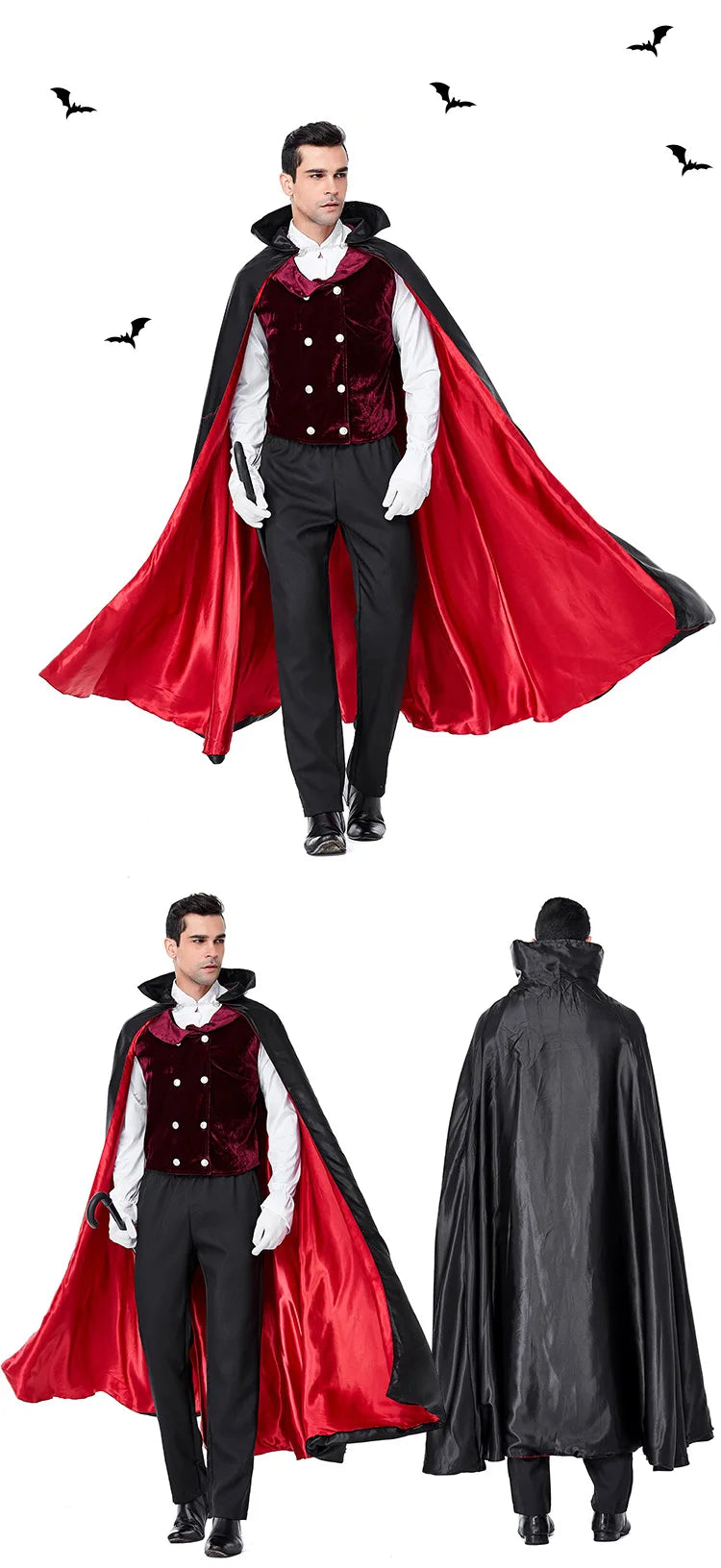 SabbaVie™ Vampire Halloween Costume – Classic Gothic Cape Set