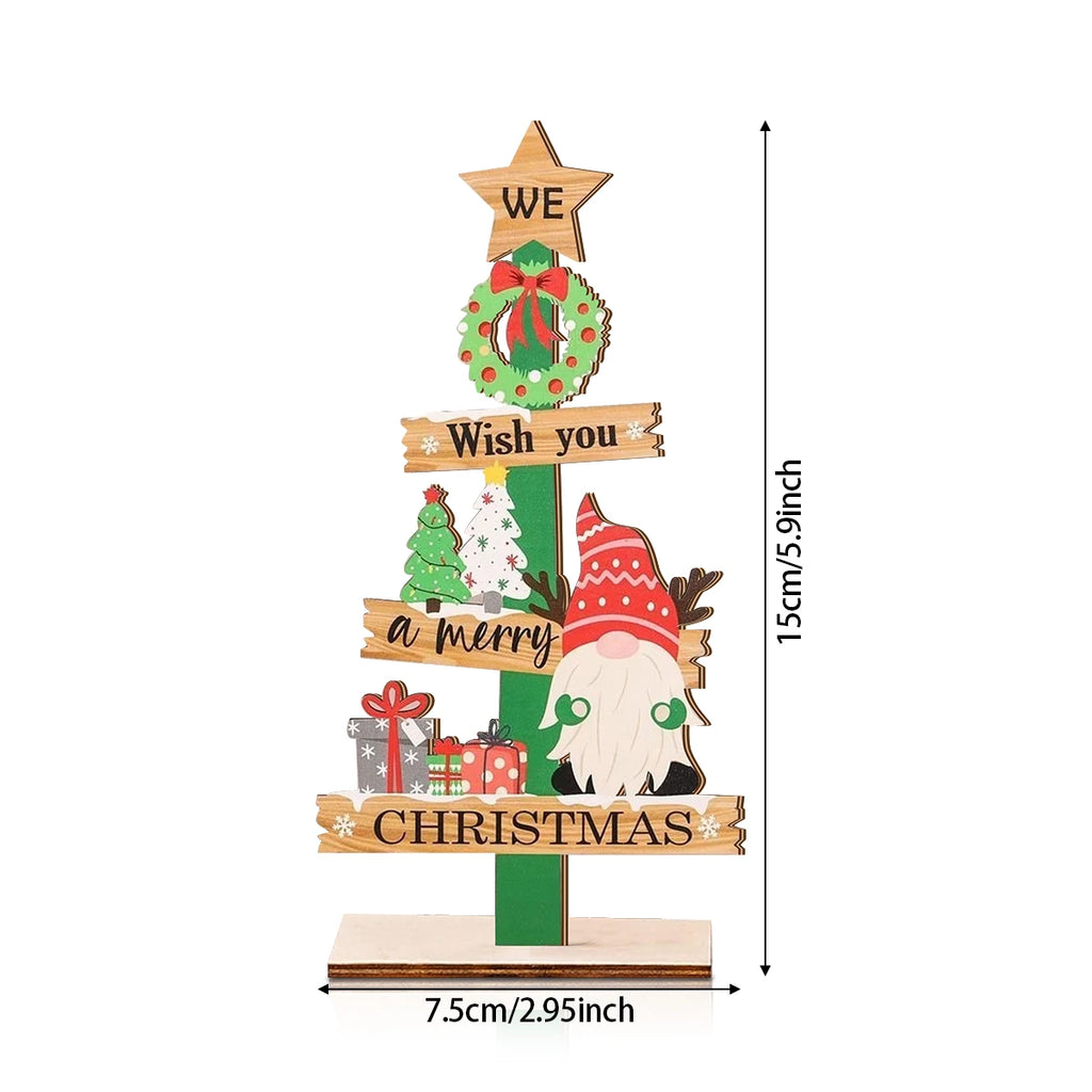 Wooden Christmas Tree Ornament – Festive LED Rustic Decoration for Holiday Homes