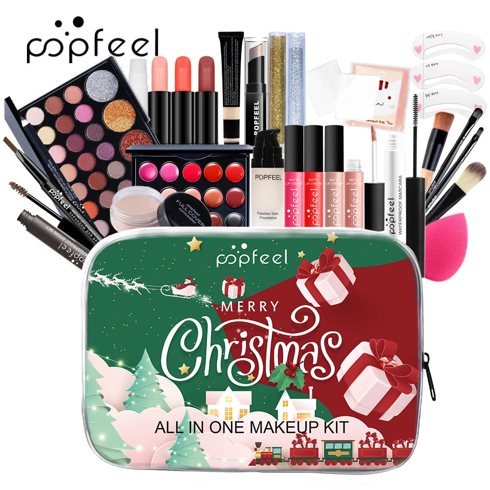 POPFEEL Ultimate Holiday Luxury Makeup Collection – Premium Eyes, Face & Lip Gift Set (Sold by SabbaVie™)