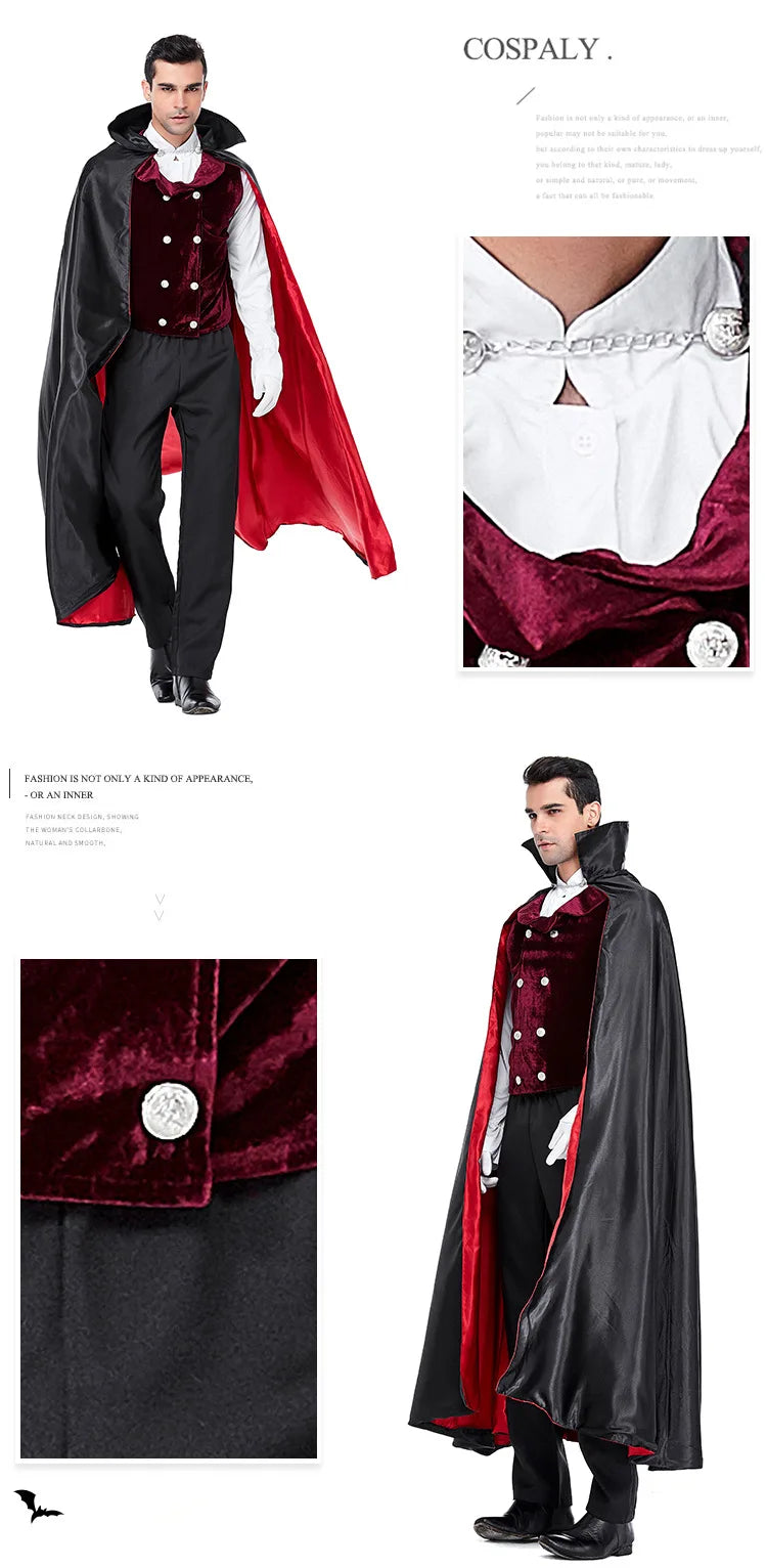 SabbaVie™ Vampire Halloween Costume – Classic Gothic Cape Set